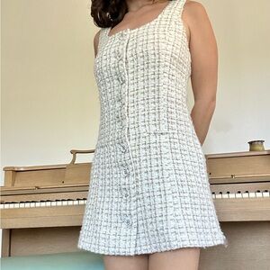 Reformation White Tweed Mini Dress